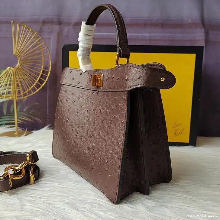Affordable Peekaboo Fendi Leather Petite In Bag Ostrich Coffee ISeeU 0516